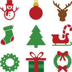 9 Set of Christmas Colorful Ornament Design 