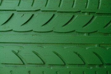 Vibrant Green Tire Tread Detail