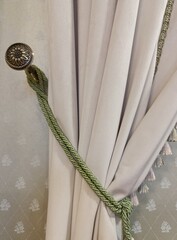 white silk curtain, interior decor elements, curtain decoration, portiere

