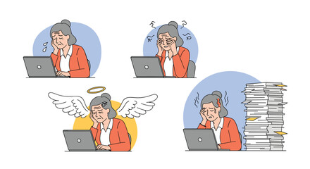 Feeling overwhelmed by a mountain of work and deadlines the stress of a busy professional life causes burnout and exhaustion