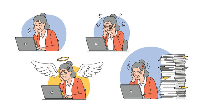 Feeling overwhelmed by a mountain of work and deadlines the stress of a busy professional life causes burnout and exhaustion