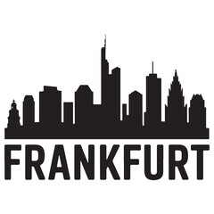 Fototapeta premium Frankfurt skyline silhouette. Black Frankfurt city. Vector black silhouette. with white background
