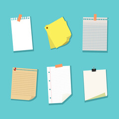 different types of memo papers vector illustration