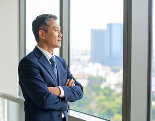 Fototapeta premium 戦略を練るビジネスマンの考える姿
