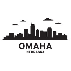 Fototapeta premium Omaha skyline horizontal banner. Omaha, Nebraska. Vector template for your design. Vector black silhouette. with white background