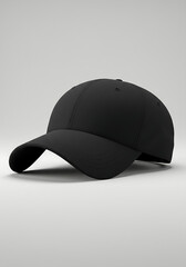 Fototapeta premium Classic plain black cap, a versatile fashion accessory, presented in high-quality product photography