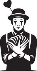 Mime artist performing silent comedy show silhouette