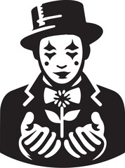 Mime artist performing silent comedy show silhouette