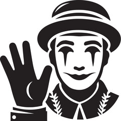 Mime artist performing silent comedy show silhouette