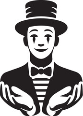 Mime artist performing silent comedy show silhouette