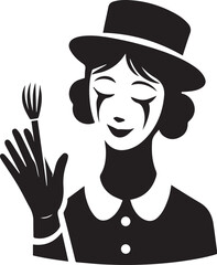 Mime artist performing silent comedy show silhouette