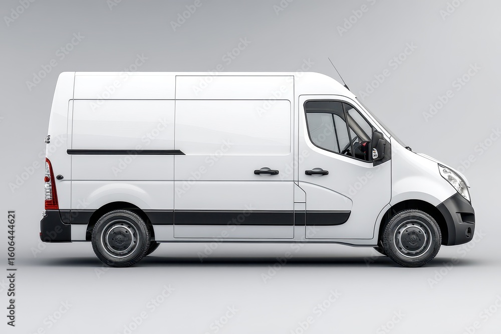 Aufkleber clean white delivery vehicle mockup. side view for layout presentation with empty space