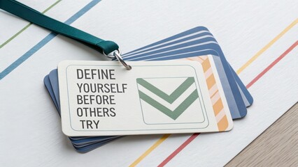 Inspirational Quote Tag with Colorful Cards on Stylish Surface