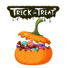 Trick or Treat Halloween Icon – Cute Cartoon Pumpkin for Festive Holiday Design