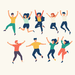 vector illustration of a dancing group people