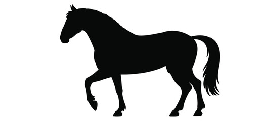 Obraz premium Elegant black silhouette of a horse standing proudly