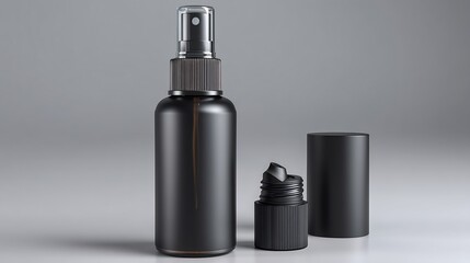 Elegant Black Spray Bottle Mockup for Cosmetic, Medical, or Personal Care Products