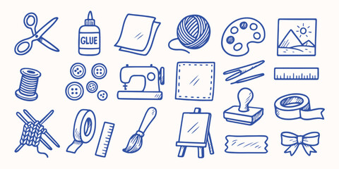 Hand drawn DIY Craft  for  sticker or notebook illustration