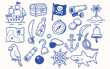Hand drawn Pirate Treasure  for  sticker or notebook illustration