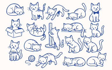 Hand drawn  Cat Life for sticker or notebook illustration