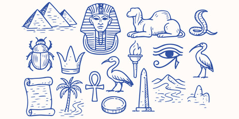 Hand drawn Ancient Egypt for sticker or notebook illustration