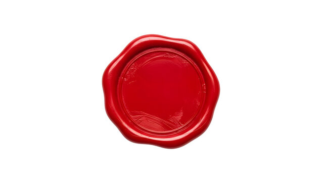 Red wax seal isolated on white background for letter document invitation and certificate design element on transparent background