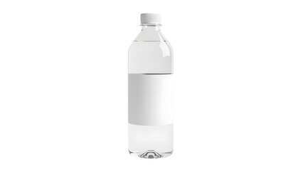 Clear plastic water bottle mockup on white background for branding and product presentation design on transparent background