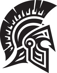 Ancient Greek Warrior Helmet Vector – Black and White Illustration
