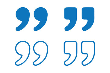 Quote mark icon set, Quotation set, customizable stroke, vector, illustration