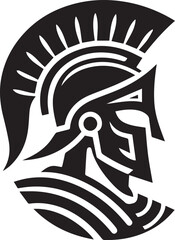 Ancient Greek Warrior Helmet Vector – Black and White Illustration