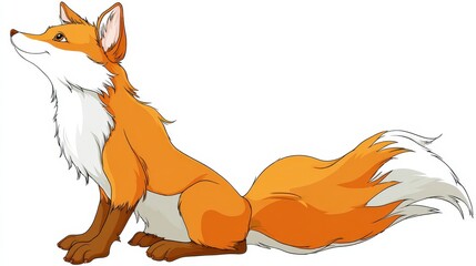 Obraz premium Playful Fox Illustration for Kids - Isolated Art for Coloring with Nature Elements and Colorful Details