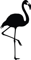 Elegant Flamingo Silhouette Standing on One Leg Against a Clean White Background Simple and Minimalist