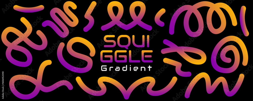 Fototapete abstract squiggle gradient design with backdrop black, dynamic motion-inspired forms create a vibran