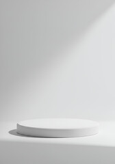 Simple white pedestal on a plain white background