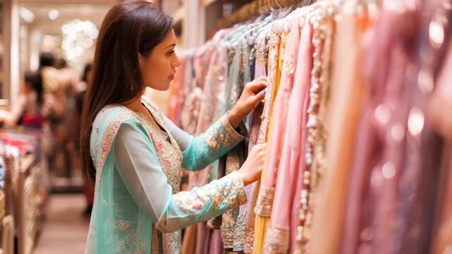 Woman shopping clothings at a boutique