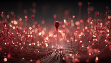 Red glowing spheres, central point