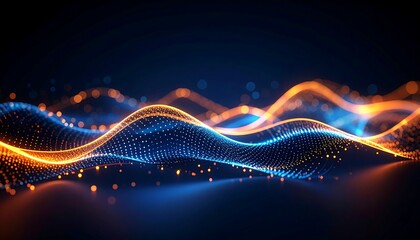 Abstract digital wave of glowing particles
