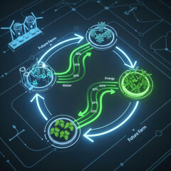 Circular Plant Growth Process Visualization Futuristic Farm Technology