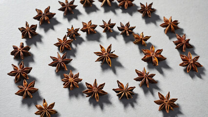 herbal anise stars on surface background.ai generative