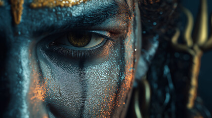 Intense Gaze of God Shiva Close-up Divine Energy Mystical Power Hindu Deity Portrait