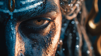 God Shiva's intense gaze golden eye spiritual Hinduism deity powerful divine
