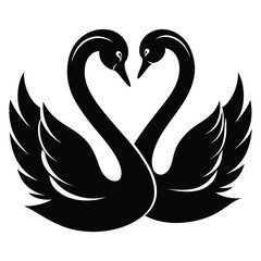 Elegant Black Swan Pair Forming a Heart Shape Symbol of Love and Graceful Unity Beautiful Bird Illustration © Bablu