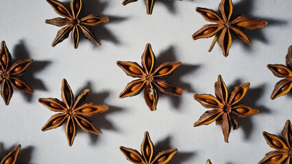 herbal anise stars on surface background.ai generative