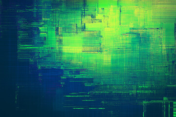 Fototapeta premium Abstract pixelated interlaced green blue 8 bit cyber retro game Glitch TV Static pixel Noise texture background