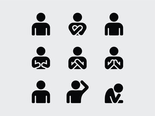 Black Silhouette Icons Representing Human Emotions