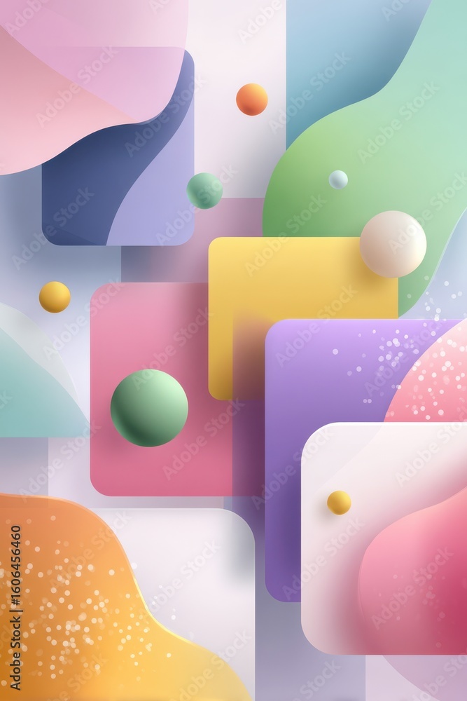 Poster abstract colorful geometric shapes on a clean gradient background