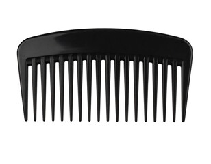 Foldable Pocket Comb with Black Plastic Handle, Fully Extended, Front View, isolated transparent background png