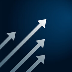 Arrows pointing up represent financial progress and investment gains. Vector illustration on blue background