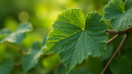 Fototapeta premium gorgeous grapevine leaf details. ultra realistic leaf texture. close-up of grapevine foliage. nature's intricate leaf patterns.