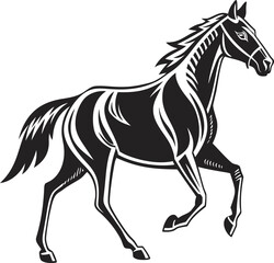 Obraz premium Flat Vector Silhouette of a Running Horse – Clean Black and White Animal Icon